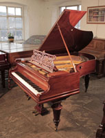 Antique, 1899, Bechstein Model V grand piano for sale with a rosewood case and turned, faceted legs. Music desk is in a cut-out design of stylised swags, tendrils and a central anthemion