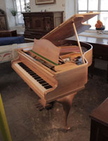Restored, 1938, Bechstein Model S baby grand piano for sale with a bleached, walnut case and cabriole legs