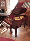 Rebuilt, 1910, Steinway Model O grand piano for sale with an exquisite, rosewood gloss case. Piano has an eighty-eight note keyboard and a two-pedal lyre.